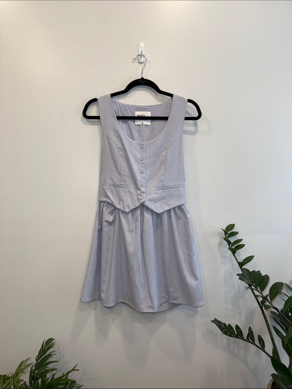 Sleeveless Light Gray Button-Front Fit & Flare Dress